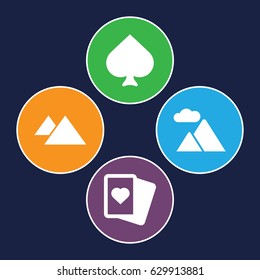 Peak icons set. set of 4 peak filled icons such as spades