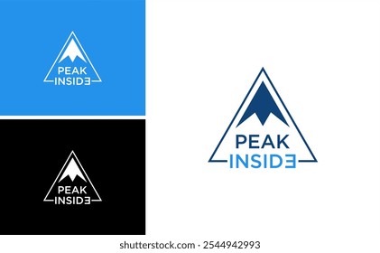 peak inside logo mountain summit adventure design vector