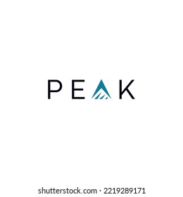 Peak logo design with abstract letter A with mountain vector logotype