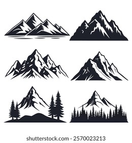 peak logo mountain icon set, mountain silhouette