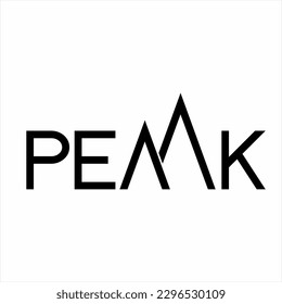 Peak Logo Text Design mit Bergspitzengrafik auf Buchstabe A.