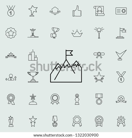 peak of a mountain with a flag icon. Succes and awards icons universal set for web and mobile