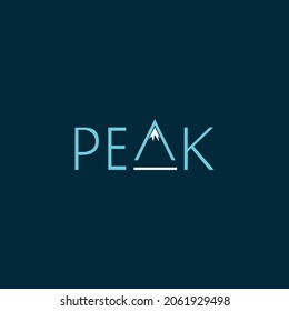 Peak Mountain Logo Design. Unique Logo Wordmark Logo Design.