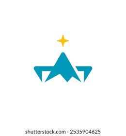 Peak Mountain mit North Star Logo Design Vektor