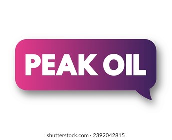 Peak Oil - point in time when the maximum rate of global oil production is reached, text concept background