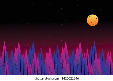 peak of pie forest with starry night background