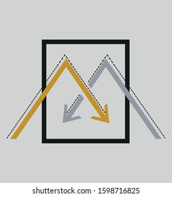 Peak and road arrows, direction, success, navigation, partnership logo design.