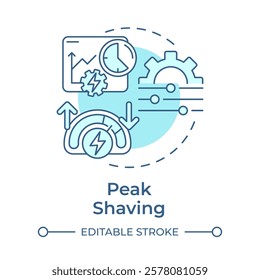 Peak shaving soft blue concept icon. Consumption control. Real time monitoring, tracking. Round shape line illustration. Abstract idea. Graphic design. Easy to use in infographic, presentation