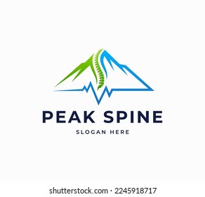 Peak spine mountain heartbeat medical anatomy pulse creative vector logo design