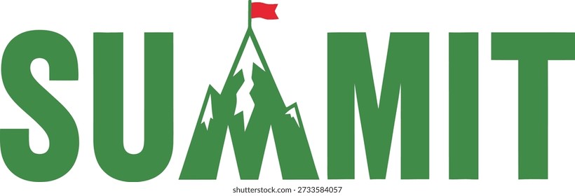 Peak Summit mountains typography t-shirt design vector illustration for peak performance success ambition and reaching top goals on transparent background.