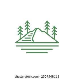 peak trees line modern minimal logo design vector