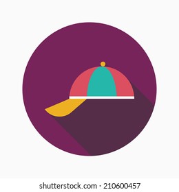 Peaked cap flat icon with long shadow