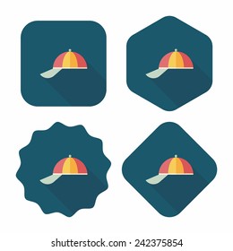 Peaked cap flat icon with long shadow,eps10