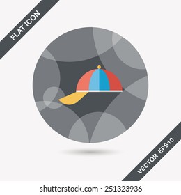 Peaked cap flat icon with long shadow,eps10