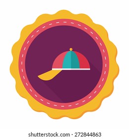 Peaked cap flat icon with long shadow,eps10