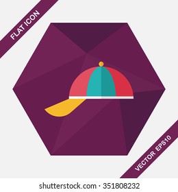 Peaked cap flat icon with long shadow,eps10