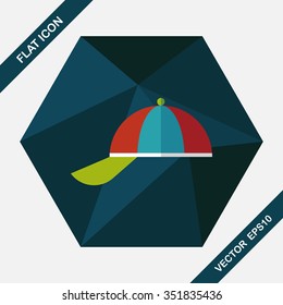 Peaked cap flat icon with long shadow,eps10
