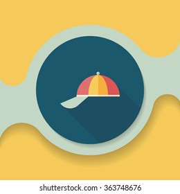 Peaked cap flat icon with long shadow,eps10
