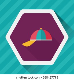 Peaked cap flat icon with long shadow,eps10