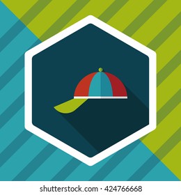 Peaked cap flat icon with long shadow,eps10