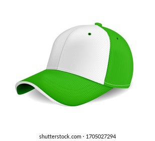 peaked cap green color for advertising or print isolated on white background