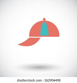 Peaked cap. Single flat icon on white background. Vector illustration.