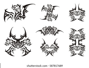 133 Tribal horned dragon heads Images, Stock Photos & Vectors ...