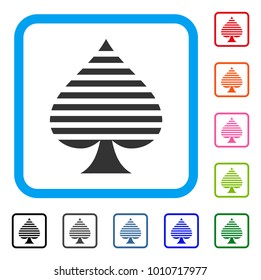 Peaks Suit icon. Flat gray pictogram symbol in a blue rounded rectangular frame. Black, grey, green, blue, red, orange color versions of peaks suit vector.