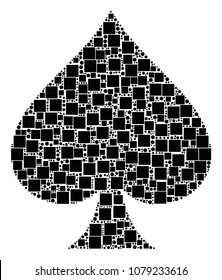 Peaks Suit mosaic icon of square shapes and round items in various sizes. Vector items are formed into peaks suit composition design concept.