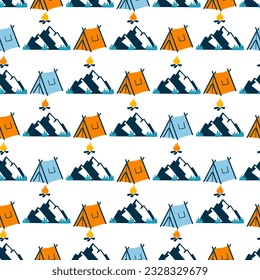 Peaks and Tents Haven Vector Seamless Pattern can be use for background and apparel design