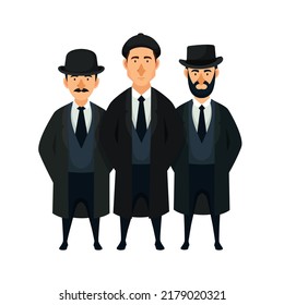 Peaky blinders, Classic style British gentleman vector illustration. 