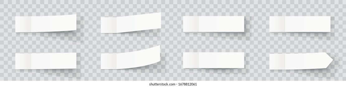 Pealistic sticky notes mockup, post stickers with shadows isolated on a grey background. Paper sticky tape with shadow. Vector paper adhesive tape, rectangle empty office blanks - stock vector.