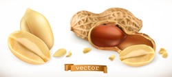 Peanut. 3d Realistic Vector Icon Set