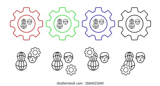 Peanut, allergic face vector icon in gear set illustration for ui and ux, website or mobile application