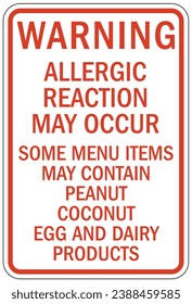 Peanut allergy warning sign and labels