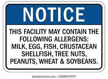 Peanut allergy warning sign and labels