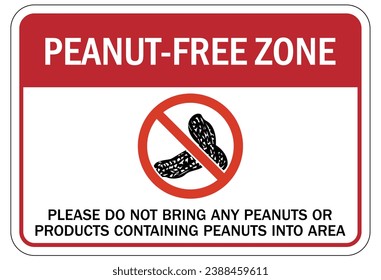 Peanut allergy warning sign and labels
