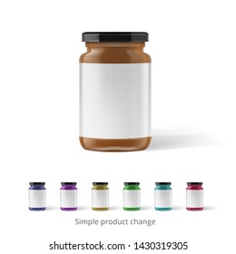 Peanut, Almond Or Nut Butter In Glass Jar. EPS10 Vector