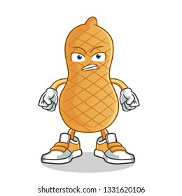 peanut angry mascot vector cartoon illustration