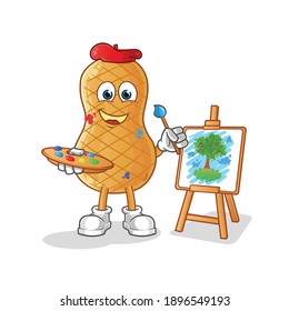 peanut artist mascot. cartoon vector