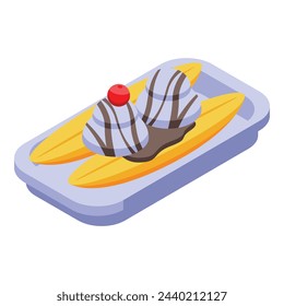 Peanut banana split icon isometric vector. Cream food. Ice dessert