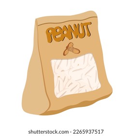 Peanut. Peanut beans in a package. bag of nuts.vector illustration isolated on white background.