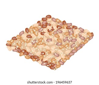 Peanut Biscuits Made of Peanut or Groundnut, Rice and Sesame, Thai Snack of Dietary Fiber, Vitamins and Minerals. 