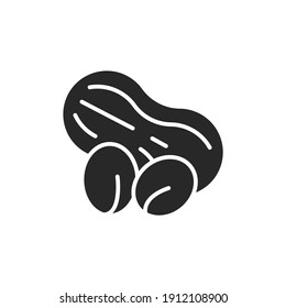 Peanut black glyph icon. Isolated vector element. Outline pictogram for web page, mobile app, promo.