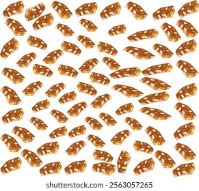 Peanut Brittle set pattern vector illustration. Good for banner, poster, greeting card, party card, invitation, template, advertising, campaign, and social media.