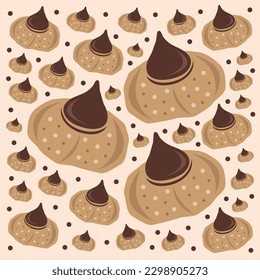 Peanut butter blossoms flat vector illustration. Cute peanut brown butter blossoms chocolate cookies cartoon vector illustration for graphic design and decorative element