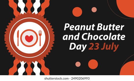 Mantequilla de cacahuete y diseño de Anuncio de Vector de día de chocolate. Feliz Día de la Mantequilla de Cacahuete y Chocolate ilustración de poster gráfico minimalista moderno.