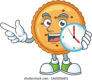Peanut butter cookies cartoon character style with a clock