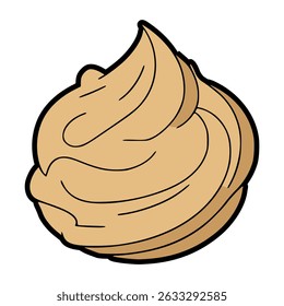 creme de manteiga de amendoim para o projeto do modelo de ilustração do vetor da cor plana do pão