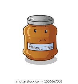 peanut butter cute chibi sad cartoon mascot vector illustration